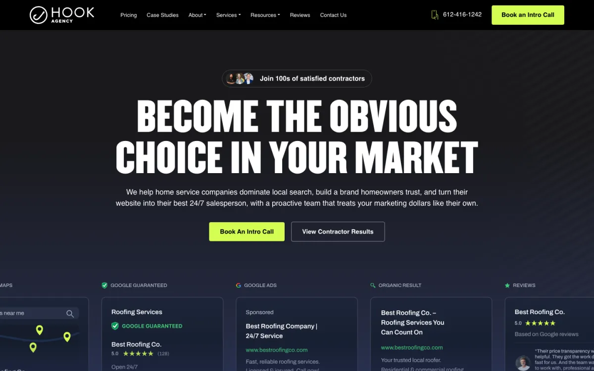 Hook Agency homepage, captured September 28, 2026